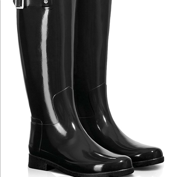 Hunter Shoes - Hunter black shine knee high boots
